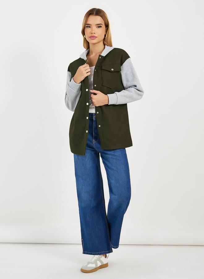 Styli Oversized Longline Color Block Shacket  - Image 2