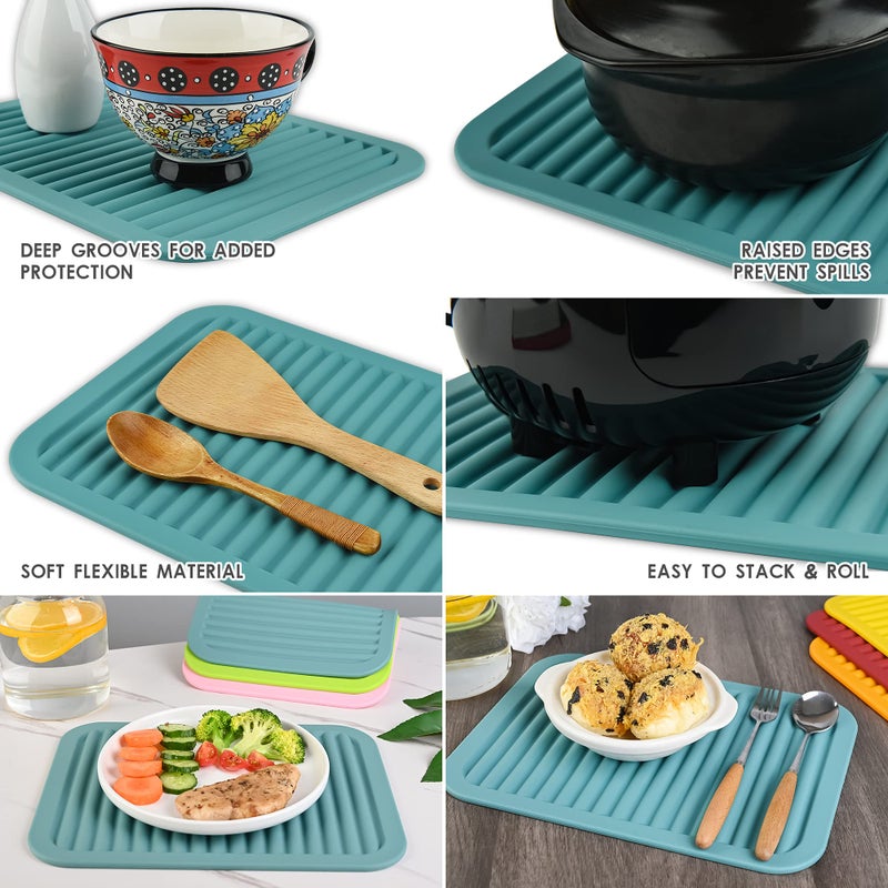 Smithcraft Silicone Trivets for Hot Dishes, Pots and Pans, Silicone Trivets Mat Set, Silicone Hot Pads for Kitchen, Heat Resistant Mat for Counter Tops, Small Dish Drying Mat Set 2 - Image 5