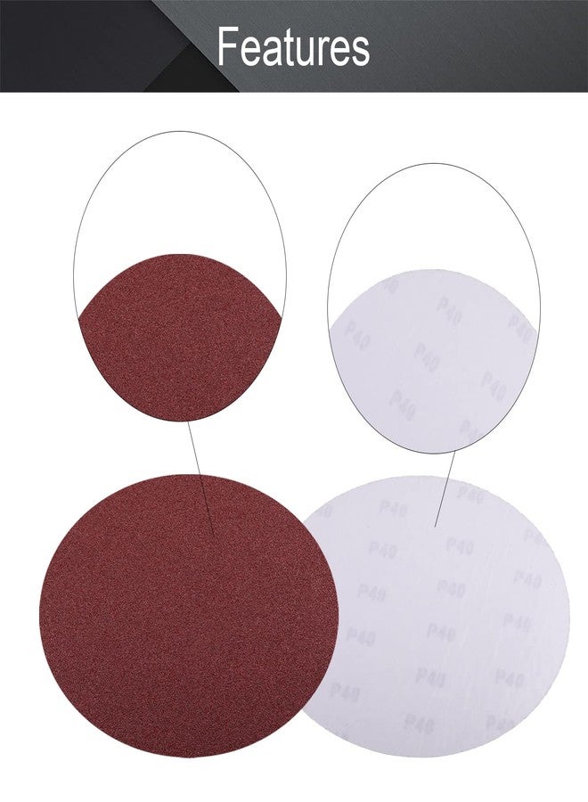 اتول مارت أقراص صنفرة Utoolmart PSA، ورق صنفرة ذاتي اللصق مقاس 8 بوصات، ورق صنفرة بدون ثقوب من أكسيد الألومنيوم بوزن 40 حبيبة، مناسب لصنفرة المدارات العشوائية، والخشب، وتلميع المعادن، 15 قطعة - Image 3