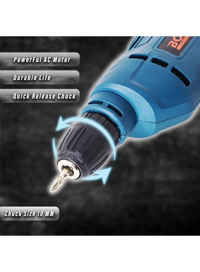 Bonai BN-HK110 Electric Power Drill 400–600W, 10mm Chuck, Variable Speed 0–3200 RPM, 220–240V Corded Tool for Wood Metal Plastic - Image 4