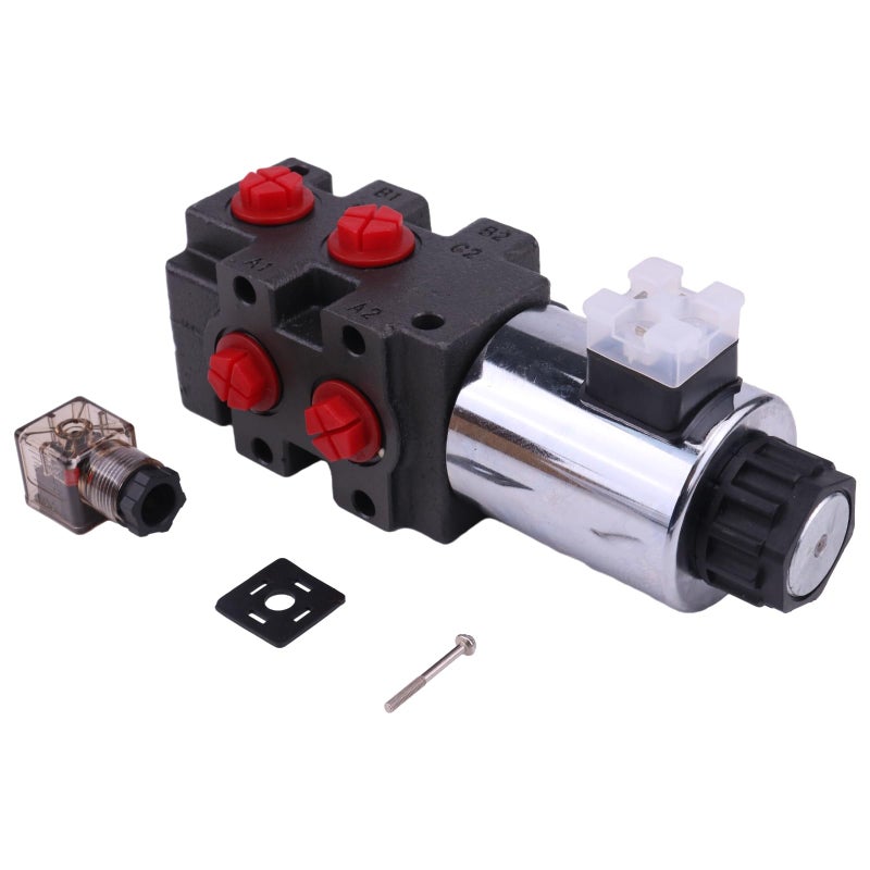 Czomoizc DV9008S Hydraulic Diverter Valve 24 GPM 12 VDC 3625 PSI Max Operating Pressure 6 Ports with 8 SAE 3416 Thread DIN 43650 Connector Compatible with Double or Single Acting Cylinders - Image 3
