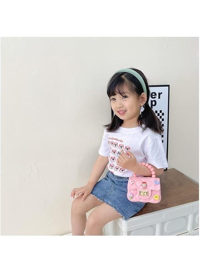 Jelly Bag PurseCute Princess Toddler Kids Beaded Handbag for Little Girls Mini Shoulder Crossbody Bag Chain Strap, Pink - Image 2