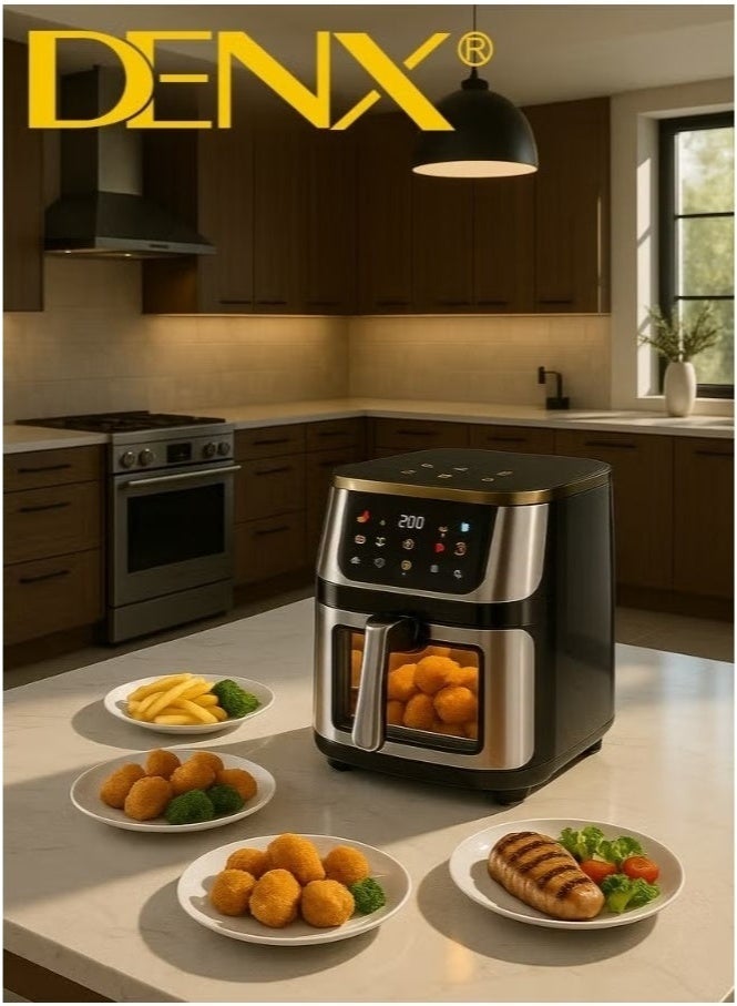 DENX DX3409 Smart Multi-Function Air Fryer – 8L Large Capacity, Color Touchscreen, Transparent Window, Oil-Free Healthy Cooking, 1800W Power, Auto-Cooking Programs & Safety Lock - Image 2