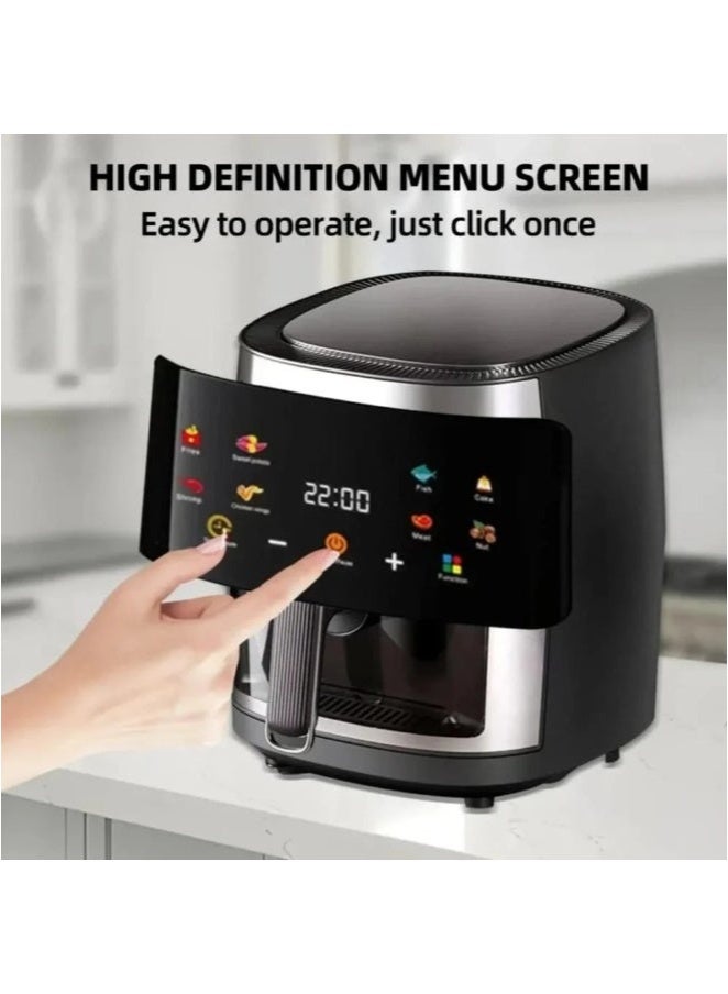 DENX DX3409 Smart Multi-Function Air Fryer – 8L Large Capacity, Color Touchscreen, Transparent Window, Oil-Free Healthy Cooking, 1800W Power, Auto-Cooking Programs & Safety Lock - Image 4