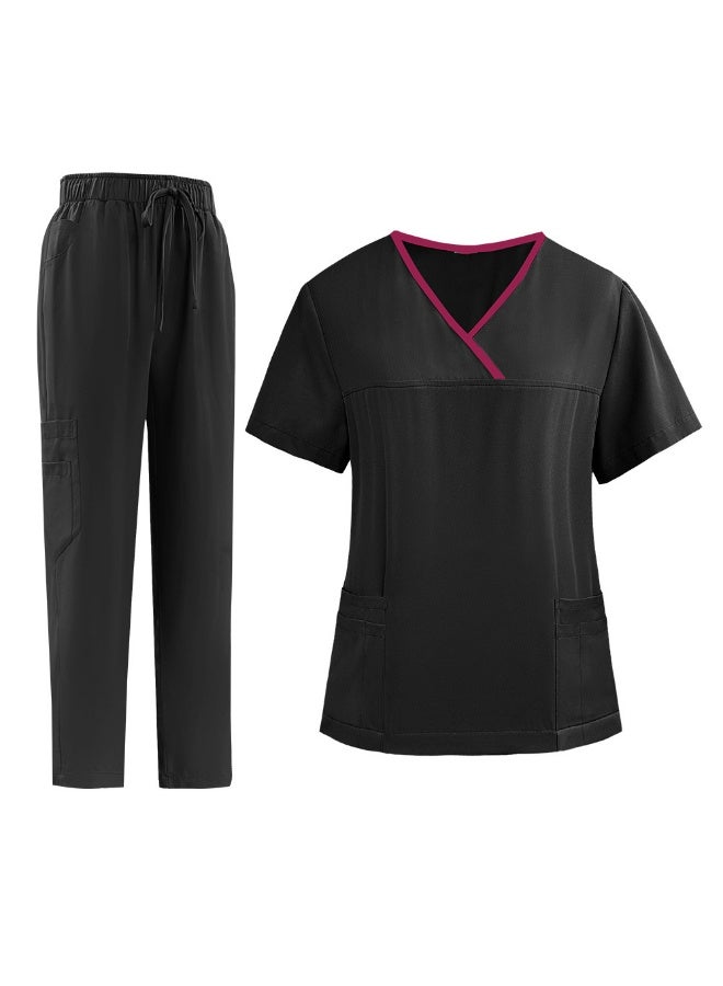 Scrub Suit for Women Medical Scrubs Set  Scrub Top and Scrub Pant Set,6 Pockets,Lightweight Breathable Medical Uniform Set for Hospital,Beauty salon, Nursing school,Housemaid