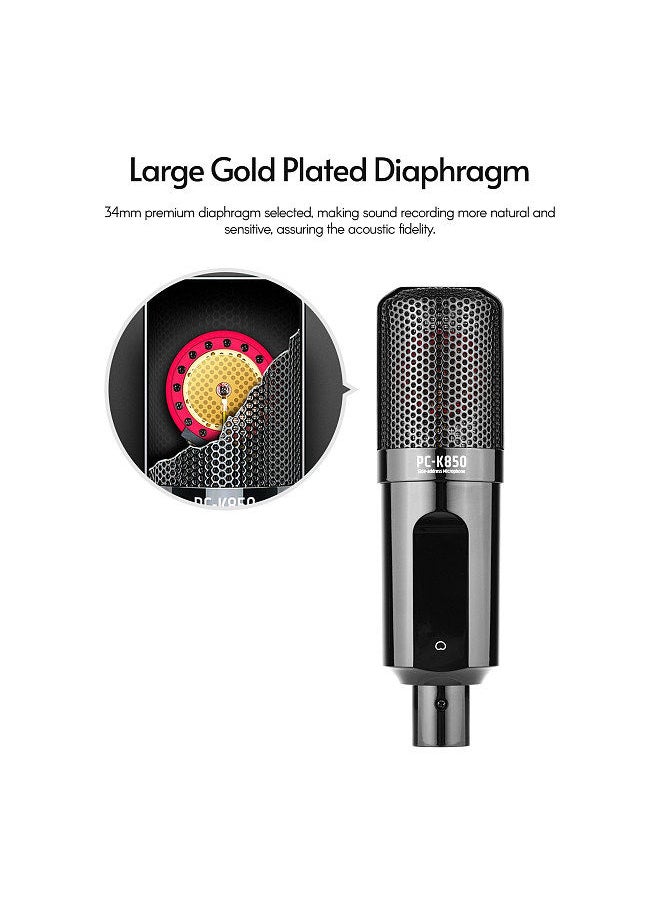 TAKSTAR - PC-K850 Side-Address Recording Microphone Cardioid Pickup Pattern Wired Condenser Mic for Live Streaming Karaoke Professional Studio Sound Instrument Recording - Image 1