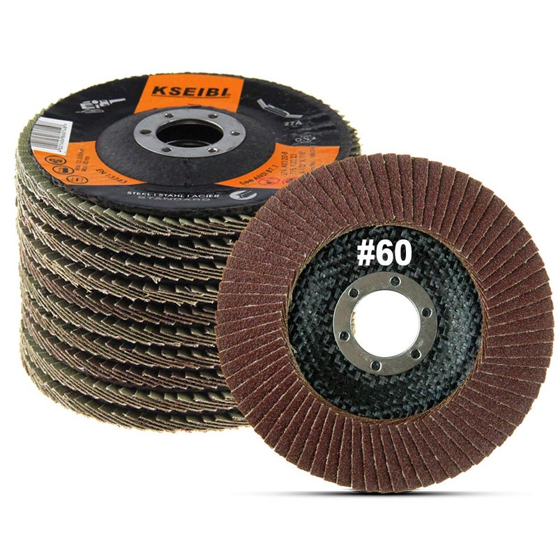 KSEIBI 4 1/2 Inch Flap Disc Aluminum Oxide Auto Body Sanding Grinding Wheel 10 Pack Type 27 (60 Grit) 686010 - Image 1