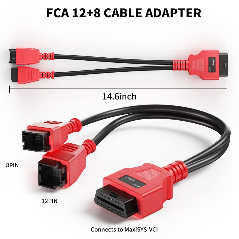 VXSCAN محول كابل VXSCAN FCA 12+8 لبرمجة كابل كرايسلر 12+8 ، كابل تجاوز أمان محول OBD2 من أوتيل لأوتيل ماكسي سيستم MS905 MS906 MS906BT MS906S MS908 MS908S برو - Image 5