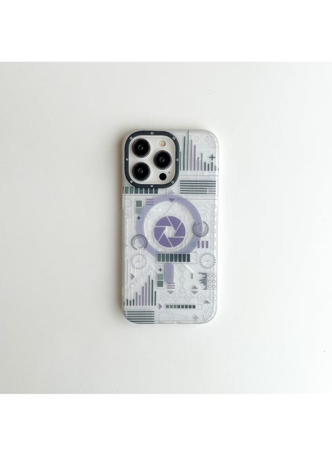 Suitable For 15 Apple 14Pro Technology Road Board IMD Magnetic Scrub Full Package 13prax Double Layer Printing Soft Shell-Color:Purple Circuit Board-Applicable Model:iPhone14plus