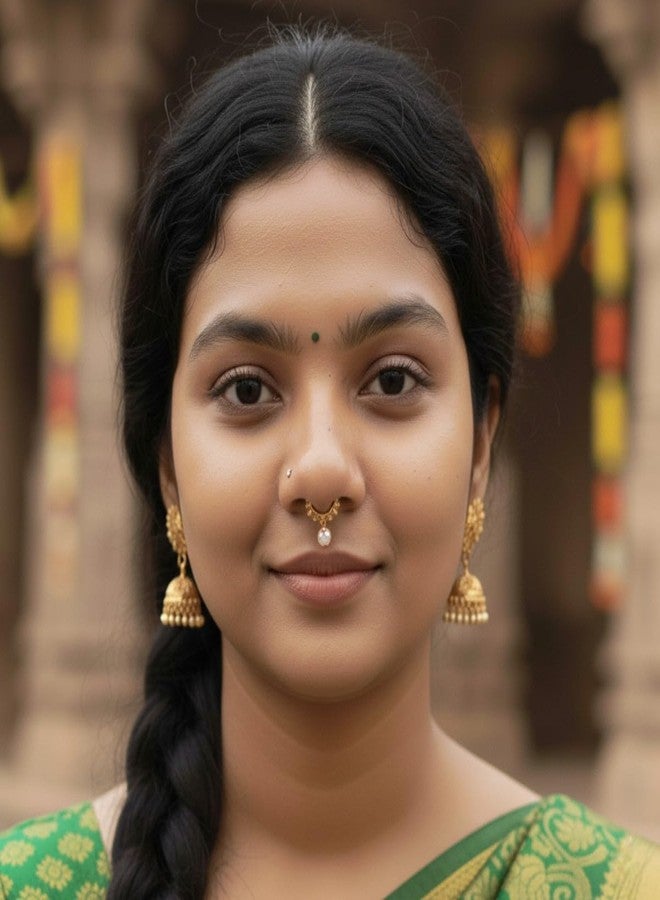 ACCESSHER Women's & Girls Traditional Gold-Tone Clip-On Non-Pierced Middle Nose Ring with White Stone Drop Adjustable Pressing Type Septum Nose Pin, Jewellery for Gift - Image 5