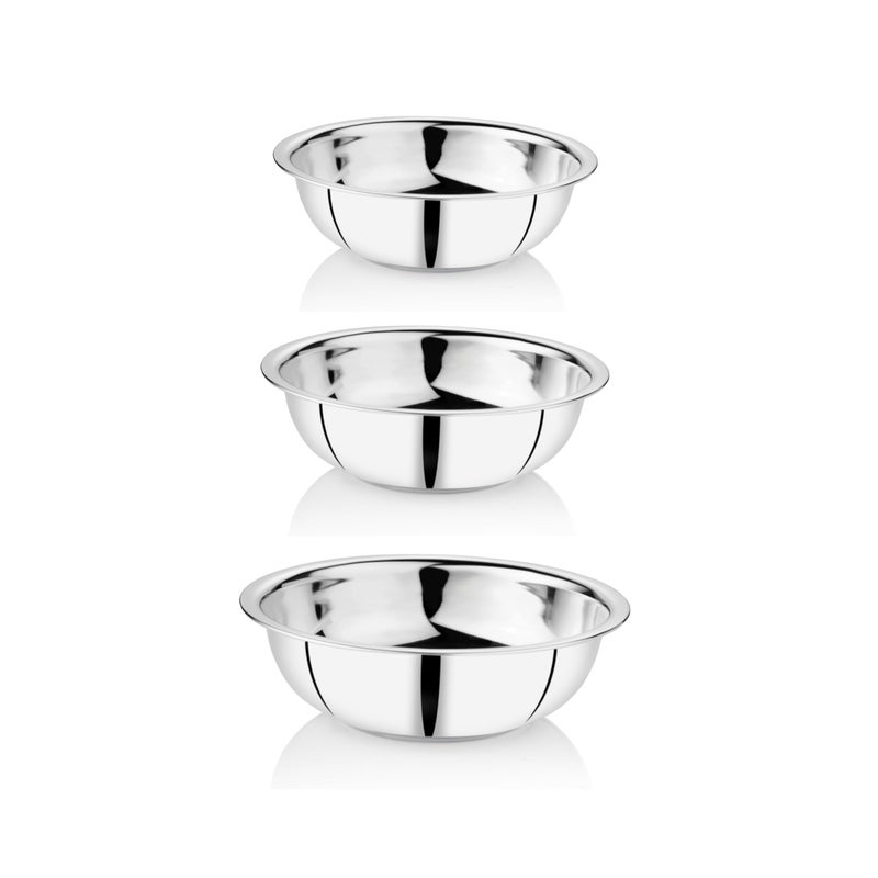 EMBASSY Stainless Steel Wonderful Mixing Bowl, Small Sizes 1-3, 1000/1500/2000 ml, 20.5/22.5/24.5 cms, Set of 3 - Image 5