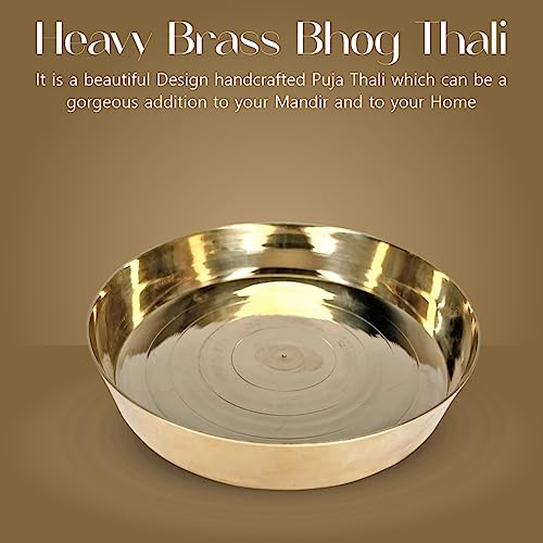 TORPPEZA Brass plain Design heavy plate for store kumkum, haldi, akshat, prashad/heavy small thali for pooja purpose round shape plate (Size - 12.4cm) Pack of 1 - Image 3