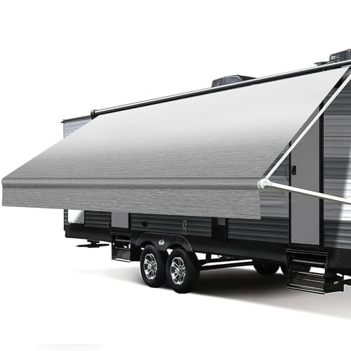 Xenjum RV Awning Fabric Replacement 185oz HeavyDuty Weatherproof Vinyl Camper Awning Replacement Universal Outdoor Canopy for RV Motorhome Trailer Awnings Gray Fade 16Fabric 152 - Image 1