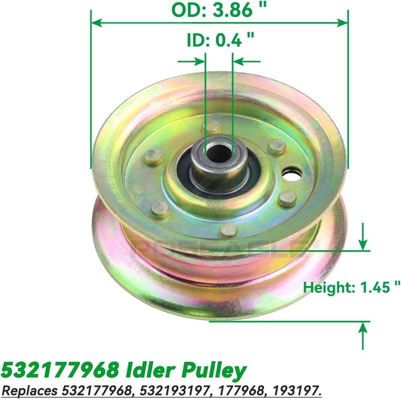 POSEAGLE 532177968 Idler Pulley Replaces 193197 Idler Pulley Craftsman 177968 Pulley, Husqvarna 532193197 Pulley, Ariens 21546308 for Husqvarna Z254, YTH20K46, YTH2348, YTH24V48, YTH21K46 Lawn Mowers - Image 3
