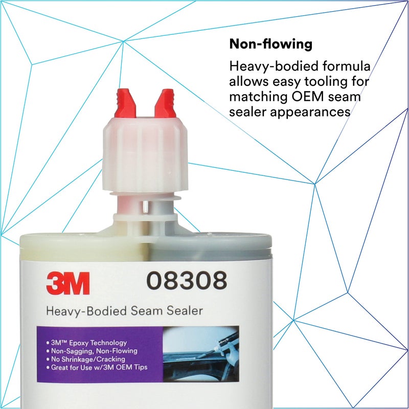 3M Heavy-Bodied Seam Sealer, 08308, Two-Part, Self-Mixing, Automotive Epoxy, 200 ml/6.75 fl oz Cartridge , Black - Image 4