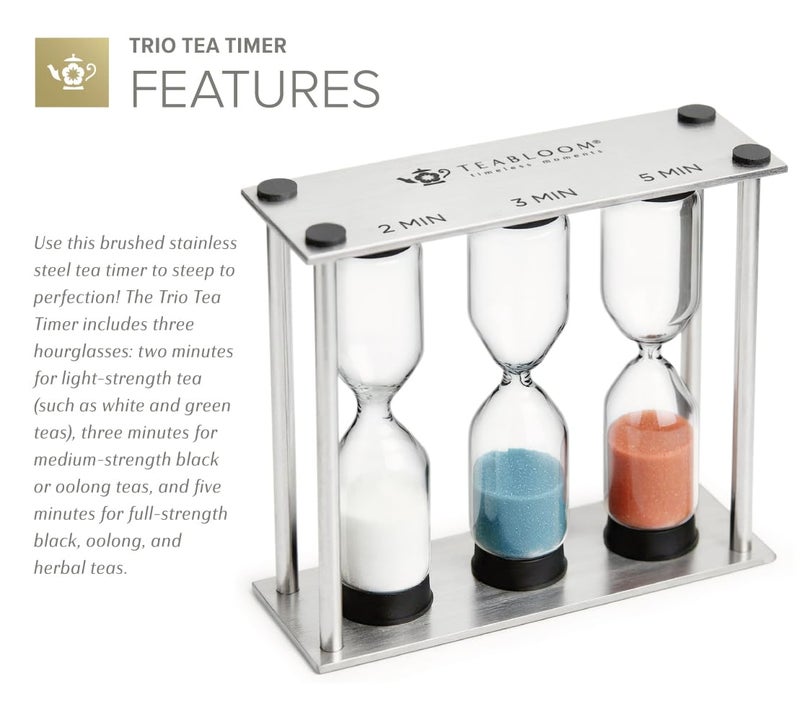 Teabloom Tea Timer - 2 Minutes for Light-Strength White/Green Teas, 3 Minutes for Medium-Strength Black/Oolong Teas, and 5 Minutes for Full-Strength Black/Oolong/Herbal Teas - Image 5