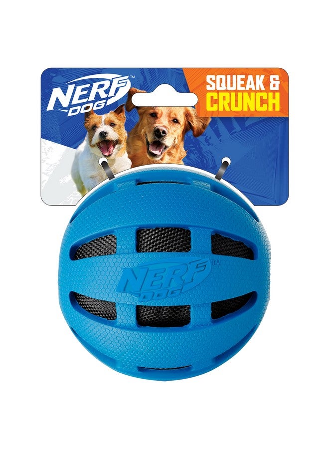 NERF DOG Crunch And Squeak Rubber Ball Dog Toy, Single, Medium/Large, Blue - Image 1