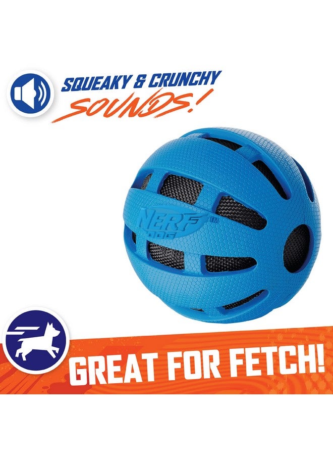 NERF DOG Crunch And Squeak Rubber Ball Dog Toy, Single, Medium/Large, Blue - Image 3