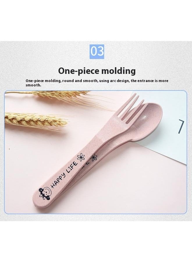 Generic - 3-Piece Durable Long-lasting Wheat Straw Counterpart Dinnerware Set Comfortable for Baby, Wheat Plates Plate with Dividers Grid Pink Child Set - Image 1