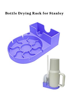 Realfrog Water Bottle Drying Rack for Stanley 20-30-40oz Tumbler, Cup Silicone Drying Rack, Countertop Bottle Holder for Cups/Mugs/Glasses/Straw/Cup Lid (Blue)  - Image 1