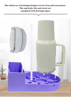 Realfrog Water Bottle Drying Rack for Stanley 20-30-40oz Tumbler, Cup Silicone Drying Rack, Countertop Bottle Holder for Cups/Mugs/Glasses/Straw/Cup Lid (Blue)  - Image 2