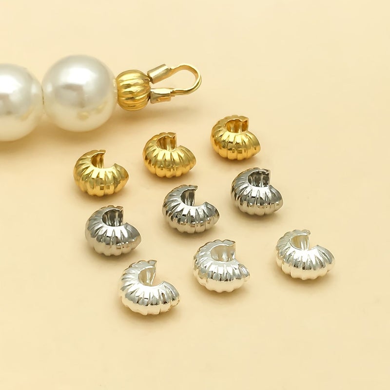 30 Pieces Gold Silver White Copper Crescent Moon CShape Clasp Pumpkin Pattern Bracelet End - Image 3