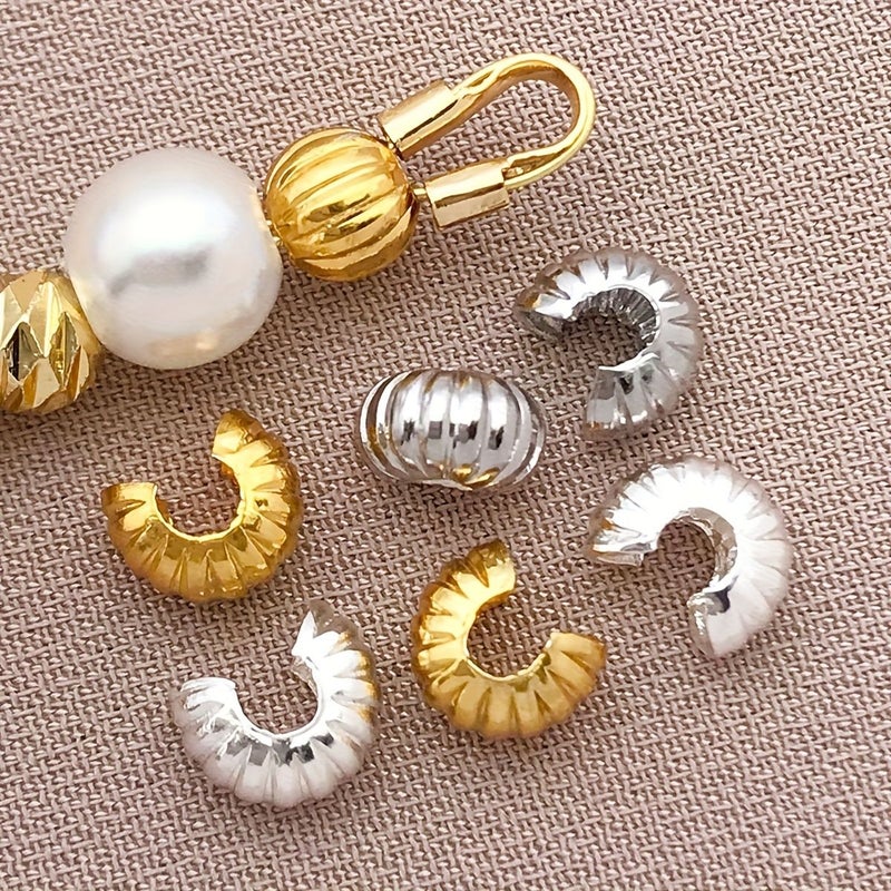 30 Pieces Gold Silver White Copper Crescent Moon CShape Clasp Pumpkin Pattern Bracelet End - Image 1