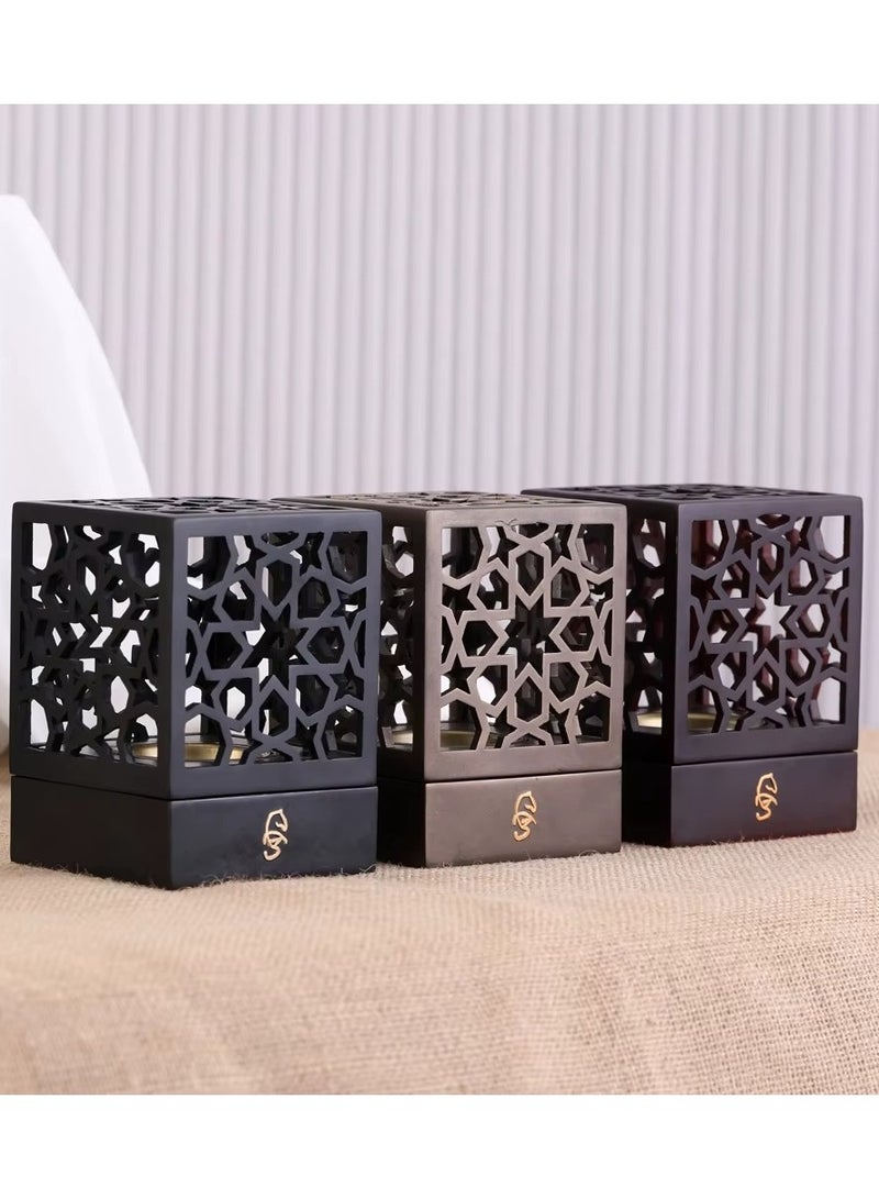 Premium Arabic Bakhoor Burner Black – Elegant Geometric Metal Incense Holder  | Modern Mabkhara for Home, Ramadan, Gifting - Image 3
