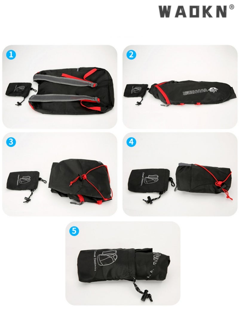 WAOKN Foldable Backpack,Waterproof Packable Ultra Lightweight Hiking Backpack, Waterproof Cycling Backpack, Water Resistant Travel Bag,Waterproof Sports Bag, Adjustable Breathable Bag for Hiking - Image 4