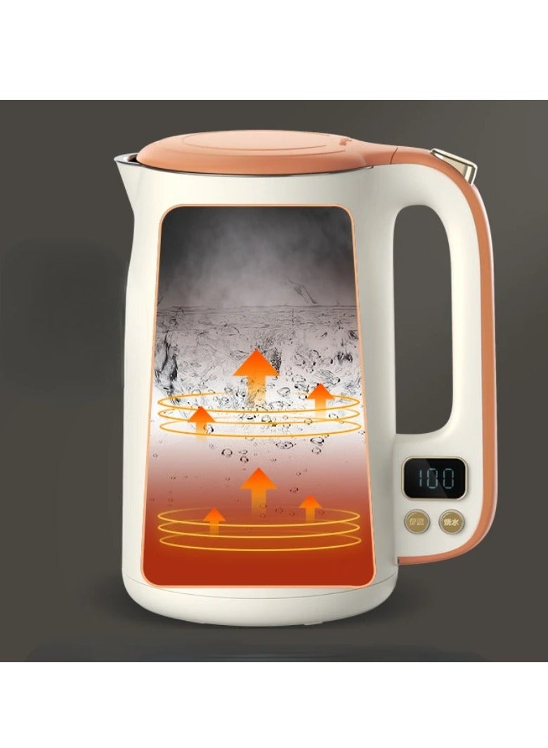 Bear Electric Kettle 1.7L with 11 Temperatures Control 304 Stainless Steel 1500W Dry Protection Dual Anti-Scald Protection BPA Free LCD Display CN Plug Type - Beige - Image 3