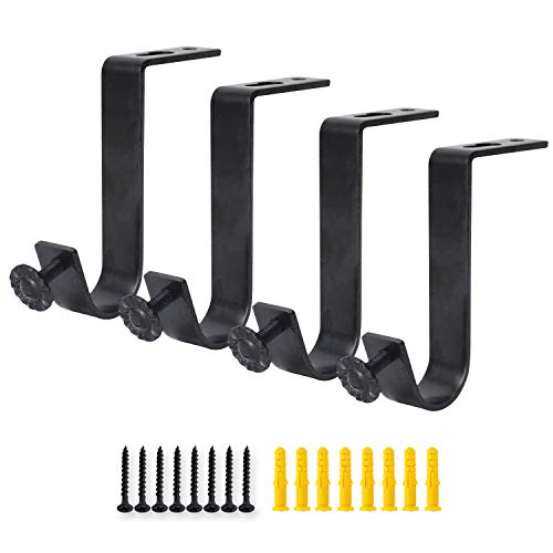 AddGrace 4 Pack Ceiling Curtain Rod Bracket Heavy Duty Single Curtain Rod Holders for 1 Inch Drapery Holder for Living Room Bedroom Black - Image 1