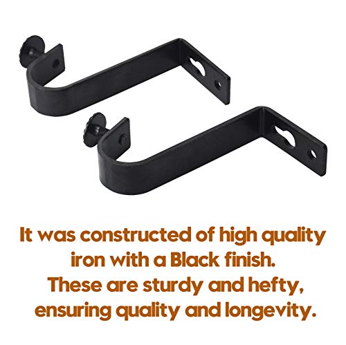AddGrace 4 Pack Ceiling Curtain Rod Bracket Heavy Duty Single Curtain Rod Holders for 1 Inch Drapery Holder for Living Room Bedroom Black - Image 4