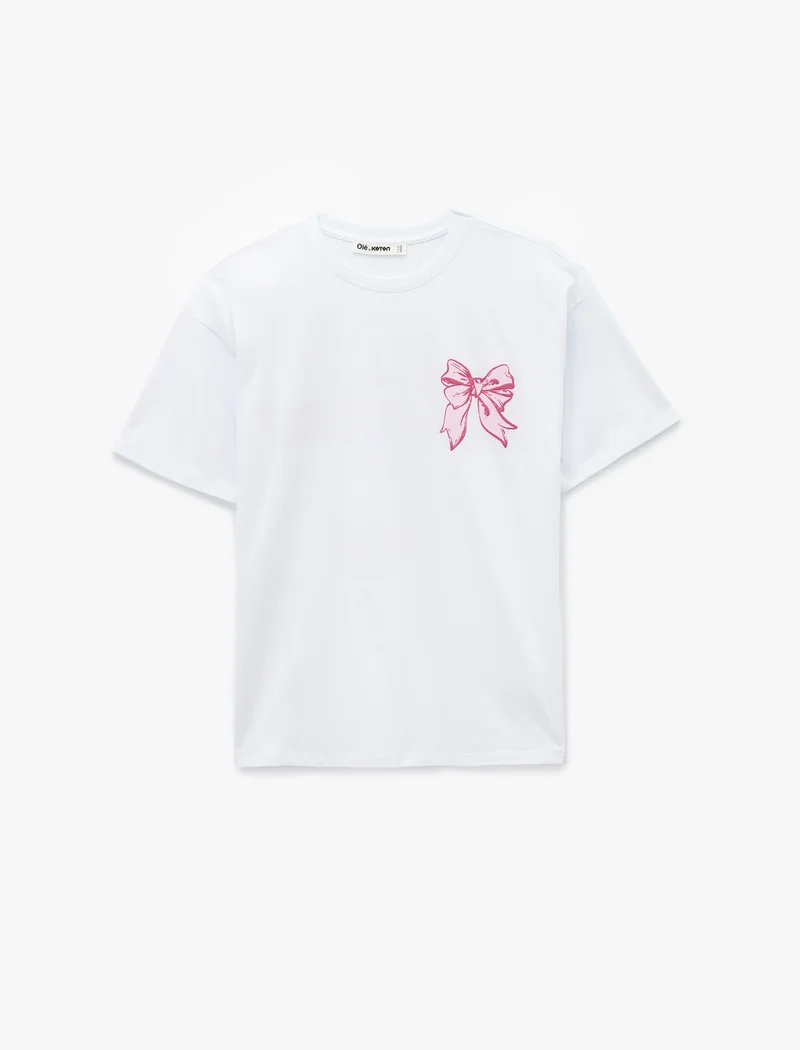Koton  Printed Short Sleeves Oversized T-Shirt for Women | Best Price UAE