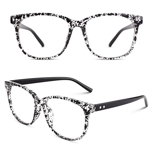 CGID Happy Store CN82 Large Oversized Bold Frame UV 400 Clear Lens Horn Rimmed Glasses,Transparent - Image 1