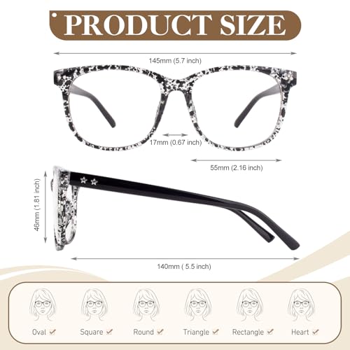 CGID Happy Store CN82 Large Oversized Bold Frame UV 400 Clear Lens Horn Rimmed Glasses,Transparent - Image 5