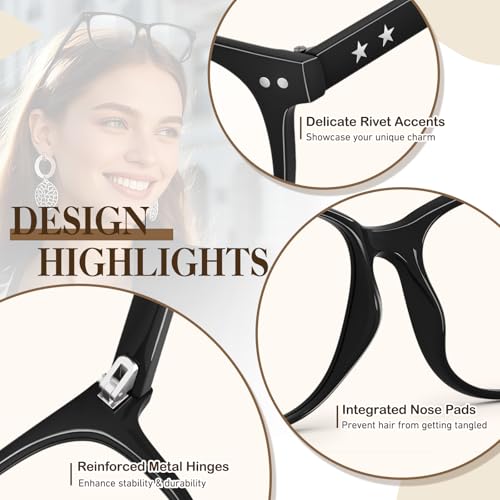 CGID Happy Store CN82 Large Oversized Bold Frame UV 400 Clear Lens Horn Rimmed Glasses,Transparent - Image 3