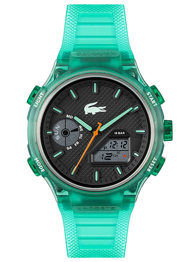 LACOSTE LC33 Analog and Digital Display Silicon Strap Wrist Watch - 45 mm - Green 