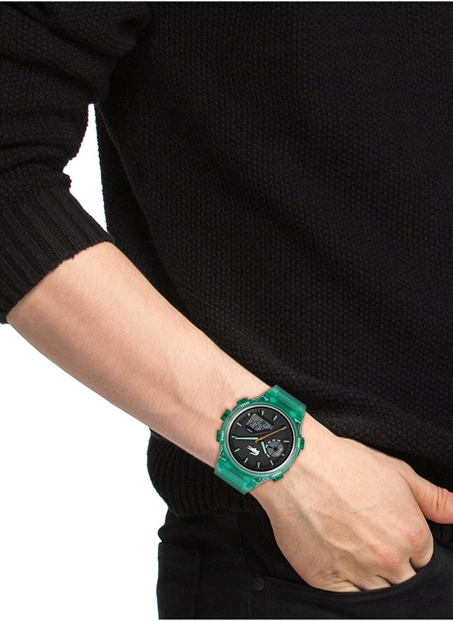 LACOSTE - LC33 Analog and Digital Display Silicon Strap Wrist Watch - 45 mm - Green - Image 1