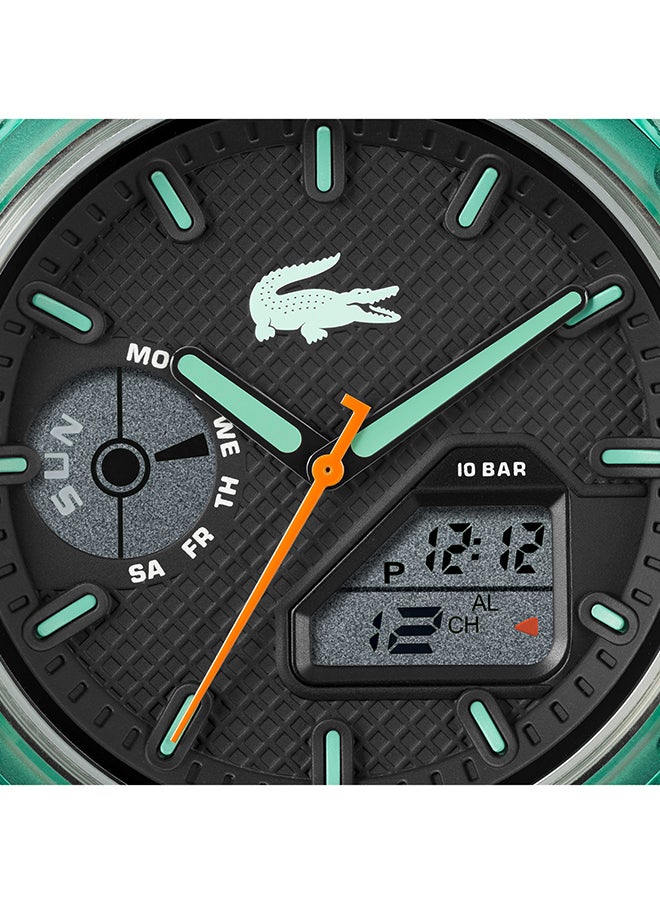 LACOSTE - LC33 Analog and Digital Display Silicon Strap Wrist Watch - 45 mm - Green - Image 1