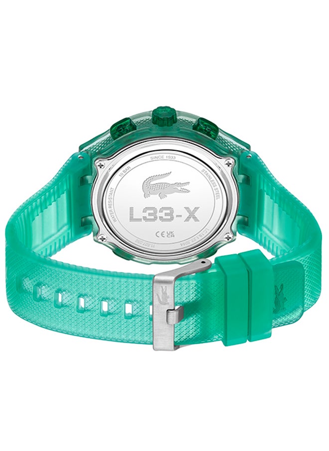 LACOSTE - LC33 Analog and Digital Display Silicon Strap Wrist Watch - 45 mm - Green - Image 1