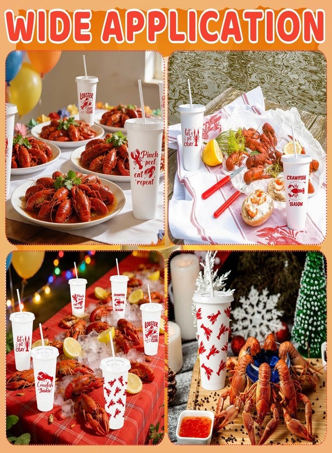 HKOYTIUP 12 Pcs 24 Oz Crawfish Cups Lobster Themed Party Tumblers with Lids Straw Plastic Drinking Cup Tableware Bulk Crawfish Season Party Supplies for Summer Outdoor Seafood Boils Events - Image 4