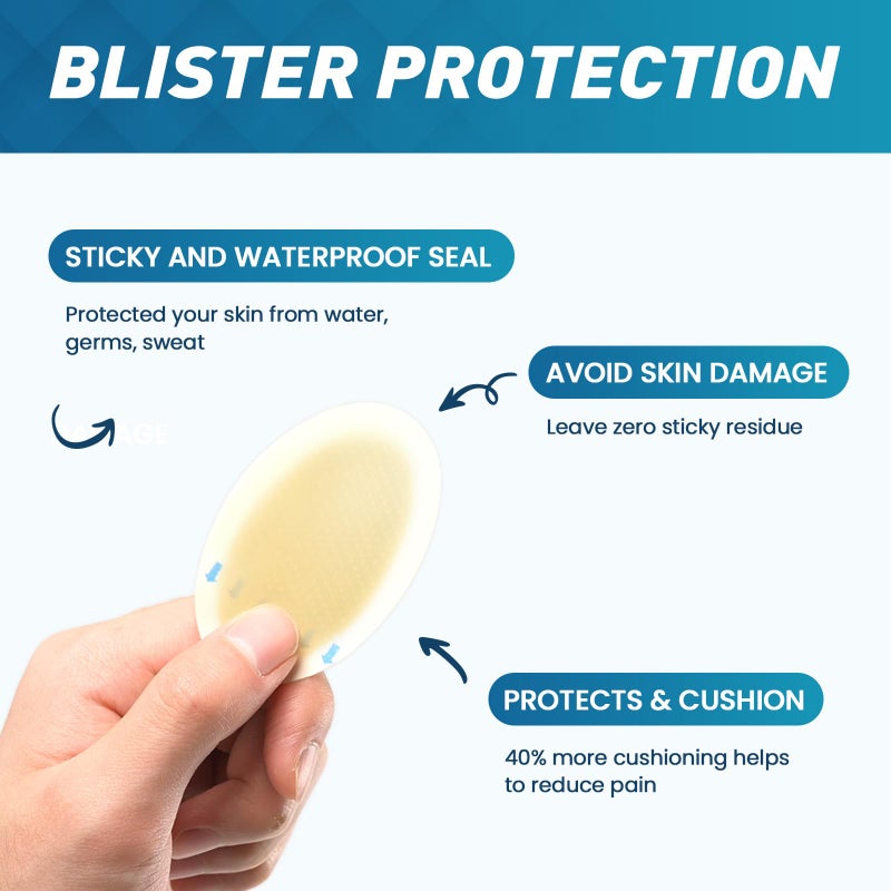 Kimihome Hydrocolloid Blister Bandages for Feet - 30ct Gel Blister Bandages - Blister Cushions for Heel, Toe - Blister Prevention for Travel - Water Resistant Bandages Pads (Heel Pack) - Image 3