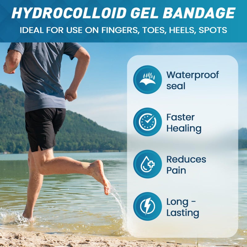 Kimihome Hydrocolloid Blister Bandages for Feet - 30ct Gel Blister Bandages - Blister Cushions for Heel, Toe - Blister Prevention for Travel - Water Resistant Bandages Pads (Heel Pack) - Image 2
