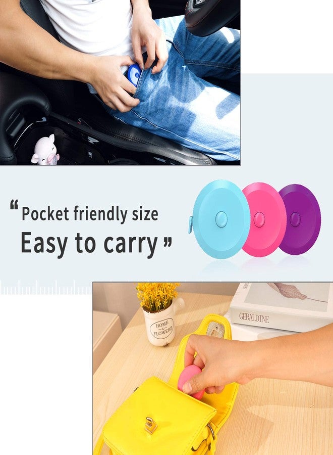 DiCUNO 60-Inch 1.5 Meter Soft and Retractable Tape Body Tailor Sewing Craft Cloth Dieting Measuring Tape (3 Pcs of Purple Sky-Blue Cherry-Pink with Soft Tape) - Image 5