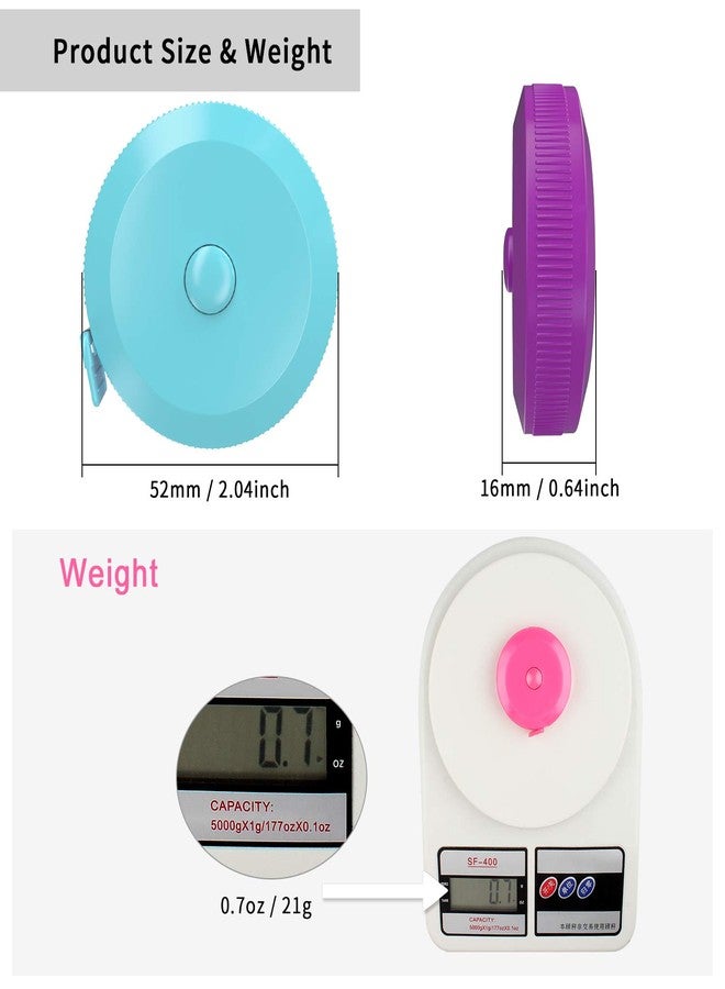 DiCUNO 60-Inch 1.5 Meter Soft and Retractable Tape Body Tailor Sewing Craft Cloth Dieting Measuring Tape (3 Pcs of Purple Sky-Blue Cherry-Pink with Soft Tape) - Image 2