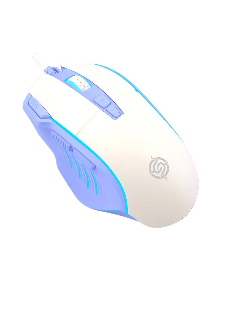 Generic ماوس ألعاب سلكي Q6 USB، ماوس كمبيوتر عالي الدقة قابل للتعديل، تصميم مريح متوهج، ماوس ألعاب أنيق متين بـ 8 أزرار للكمبيوتر المحمول والكمبيوتر الشخصي، (أزرق)  - Image 1