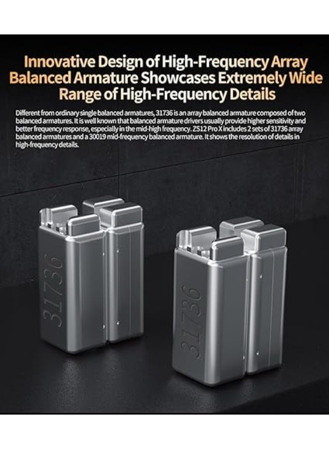 سماعات أذن سلكية KZ ZS12 Pro X من ينيو، سماعات داخل الأذن بصوت هاي فاي احترافي، نظام هايبرِد 1DD + 5BA، صوت جهير قوي وعزل ضوضاء، تصميم معدني أنيق مع أطراف ميموري فوم مريحة، مثالية للألعاب والموسيقيين والاستوديو -هاي فاي -ميموري فوم -سماعات احترافية - Image 2