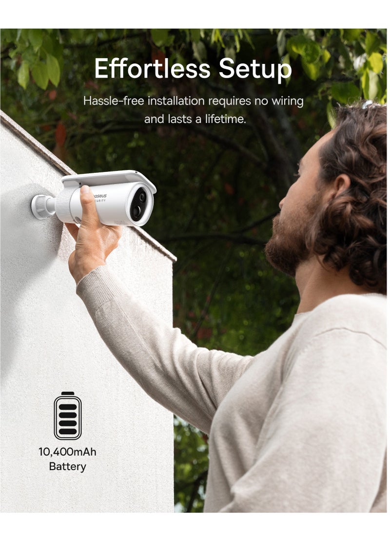 Baseus - Outdoor Solar Security Camera, Solocam S1 Wireless, Continuous Power with Advanced Sunlight Optimization System, 2K Resolution, 145° Ultra Wide Viewing Angle, 8GB Built-in Local Storage and Enhanced Color Night Vision, No Subscription Required, Compatible with Google Assistant and Amazon Alexa, Smart App Control - Image 1