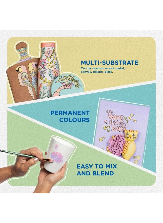 Fevicryl Multi Surface Pastel Acrylic Colours Kit 6 Shades X 15Ml | Ideal For Wood, Glass, Canvas, Metal, Plastic, Mould It | For Hobbyists, Artists, Diy Art And Craft - Pack of 1 - Image 5