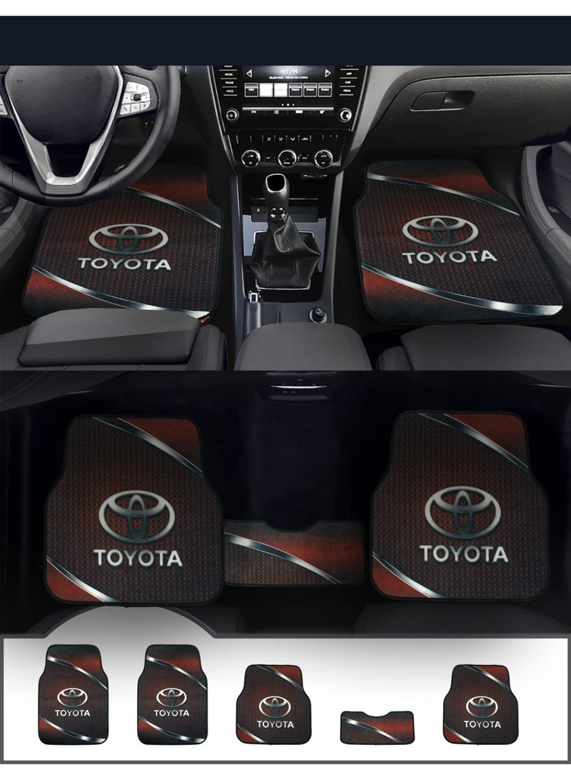 طقم دواسات سيارة 5 قطع متوافقة مع جميع سيارات تويوتا تصميم مانع للانزلاق لحماية أرضية السيارة من الأتربة والطين والمياه والانسكابات مصنوعة من خامات متينة سهلة التنظيف مناسبة للاستخدام اليومي تشمل الأمام والخلف والقطعة الوسطى ملائمة لسيارات تويوتا السيدان والـ SUV والهاتشباك اكسسوارات داخلية عملية - Image 5